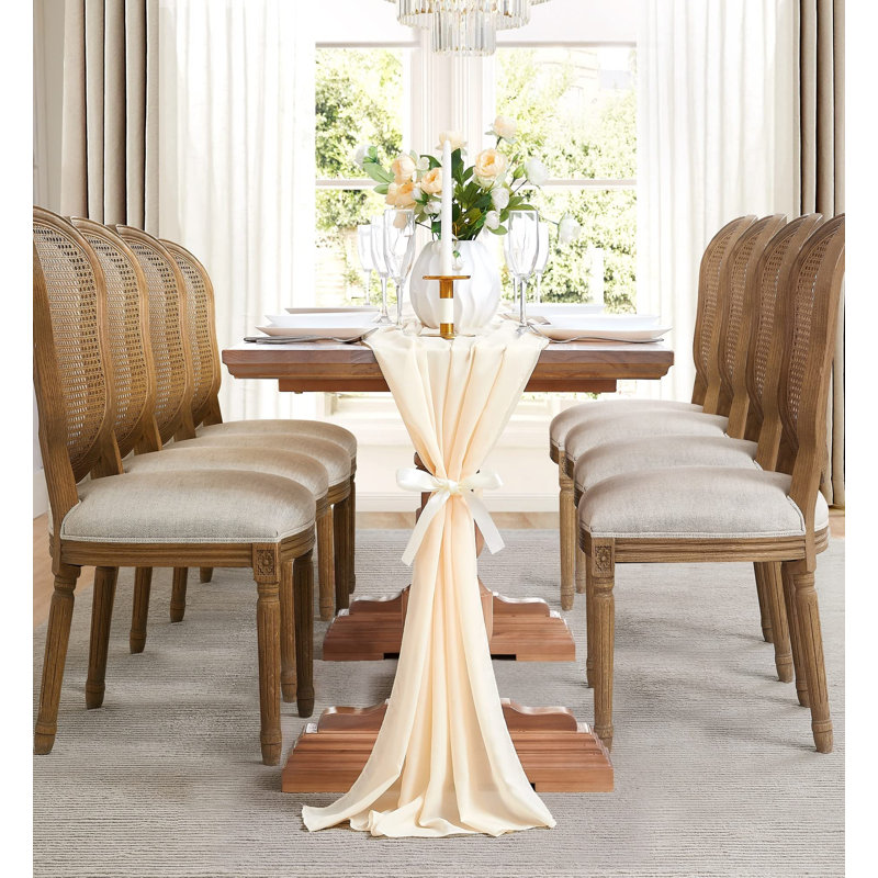Cheatom Solid Wedding Table Runner, 156" L x 35" W, Beige