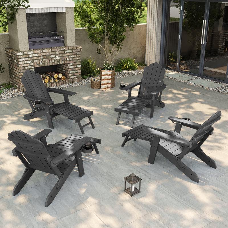 HIPS Foldable Adirondack Chair, Black