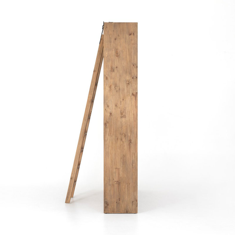 Bane Solid Wood Bookcase, Smoked Pine