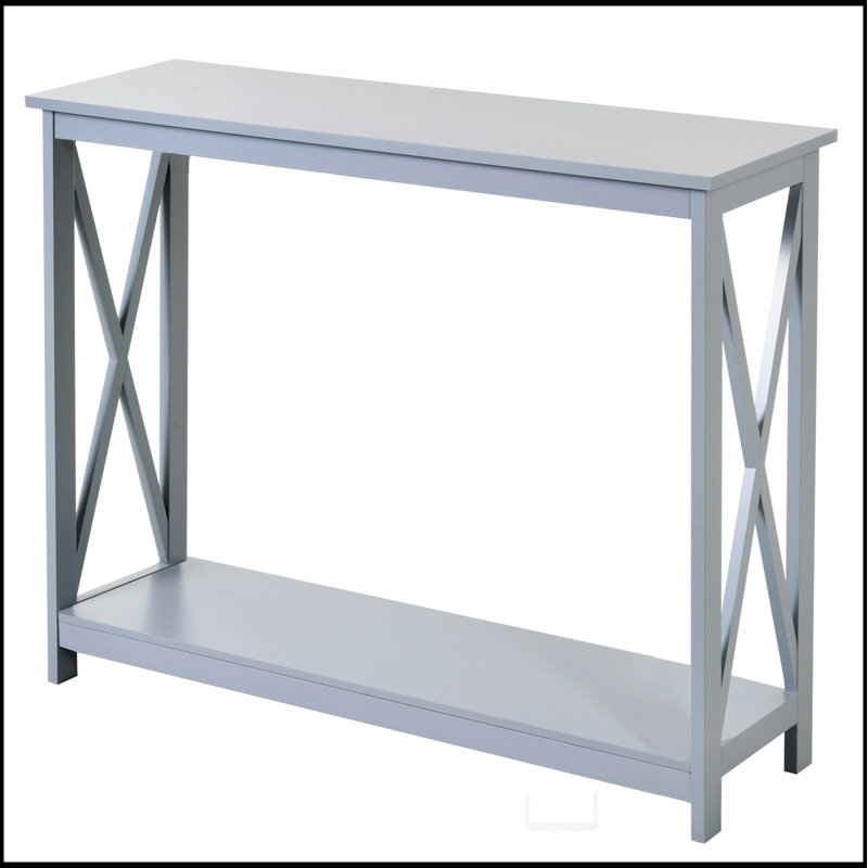 Console à 2 niveaux, table d'appoint avec tablette de rangement, conception en X pour le vestibule