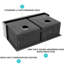 Évier en acier inoxydable noir 33 po x 21 po x 10 po - double cuve 50/50 16G avec fonction durable-122072822