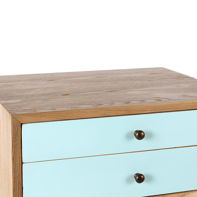 45.7cm W Solid Wood Bedside Table, Aqua
