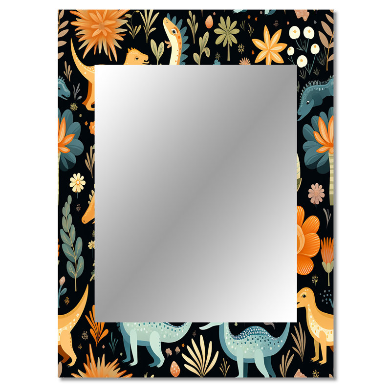Pergamon Dinosaurs Roar - miroir unique imprimé animal, grand miroir mural imprimé animal, 40 po x 30 po