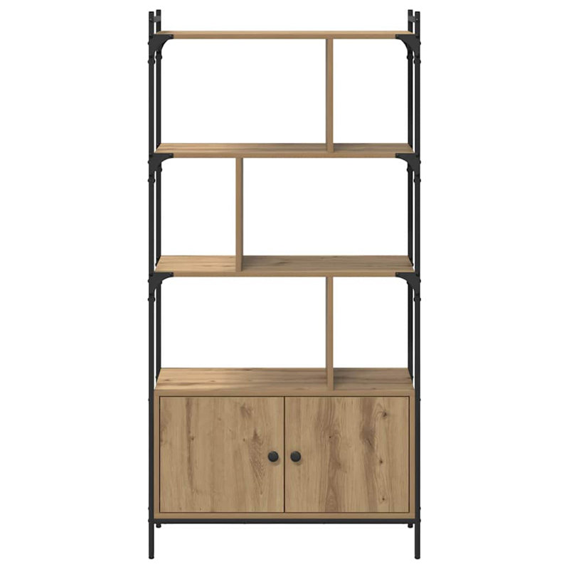 Bookcase with Doors Book Shelf Storage Shelf Organiser Engineered Wood, Artisan Oak