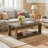 47.24" Rectangular Rustic Coffee Table With Open Storage Shelf, Retro Farmhouse Center Table for Living Room