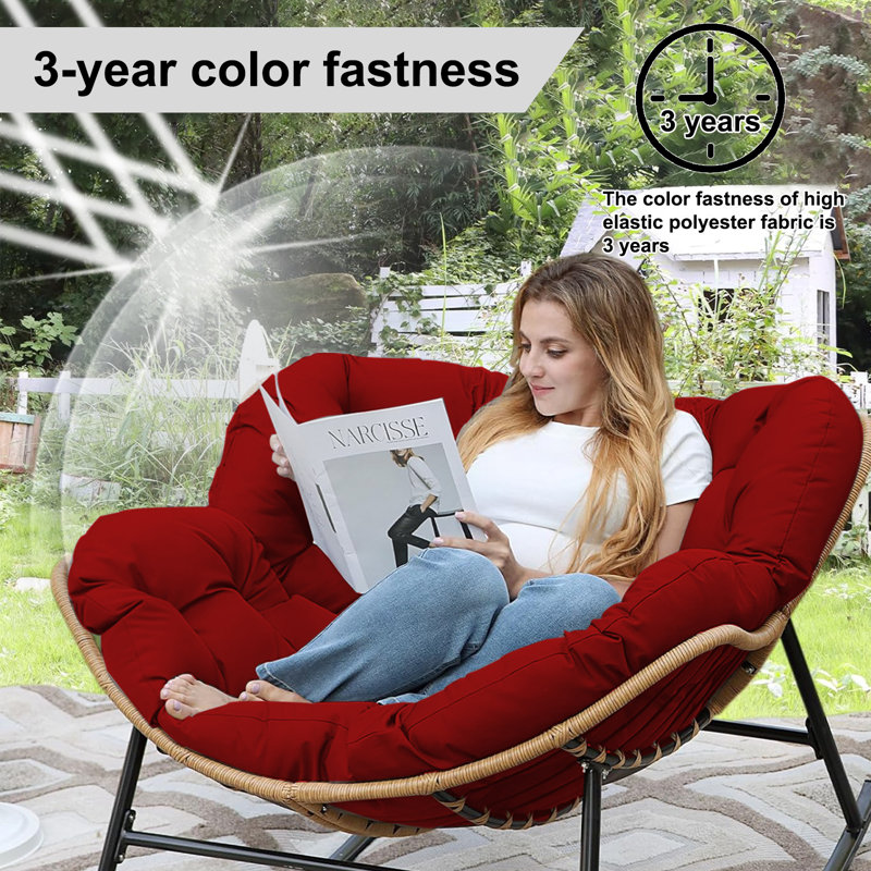 Coussin de chaise berçante d'extérieur, coussin de chaise Papasan épaissi de 6,3 po, Rouge