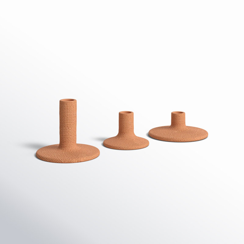 Stoneware Taper Candle Holders, Terracotta