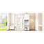 Lit escamotable mural simple en blanc, conception peu encombrante avec armoire supérieure, bureau extensible et tablettes latérales, fabrication durable
