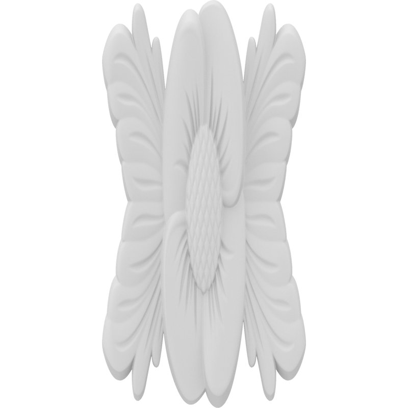 Rosette fleur-grace, H 7 po x l 3,5 po x P 0,63 po