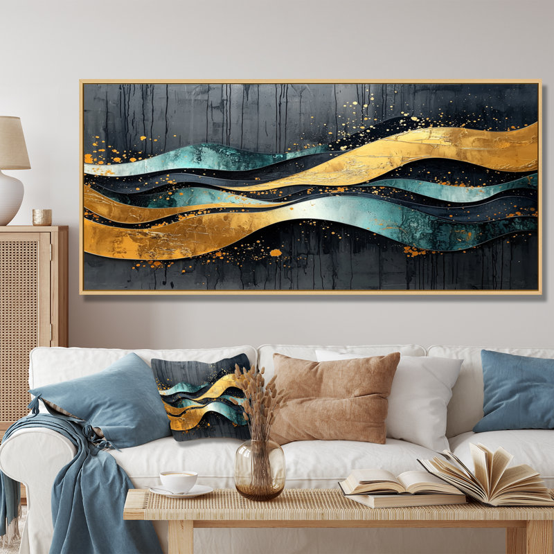 Abstrait transitionnel temporal abstrait III - art mural transitionnel, H 28 po x l 60 po, Cadre flottant, Argent argent