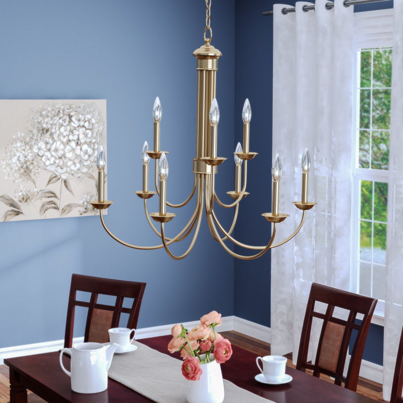 Arunvir 9 - Light Dimmable Chandelier, Antique Brass