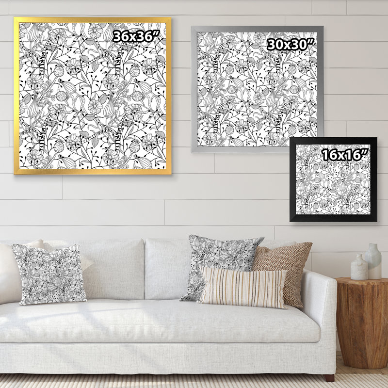 Monochromes organiques formes I - reproduction sur toile, H 36 po x l 36 po x P 1,5 po, Cadre photo blanc