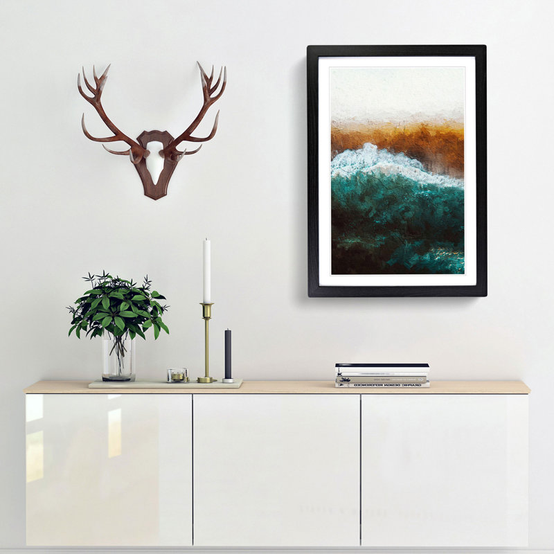 Beach in Santa Monica in Abstract - Framed Print, Black  Bordered Framed, 33cm H x 24cm W x 2cm D