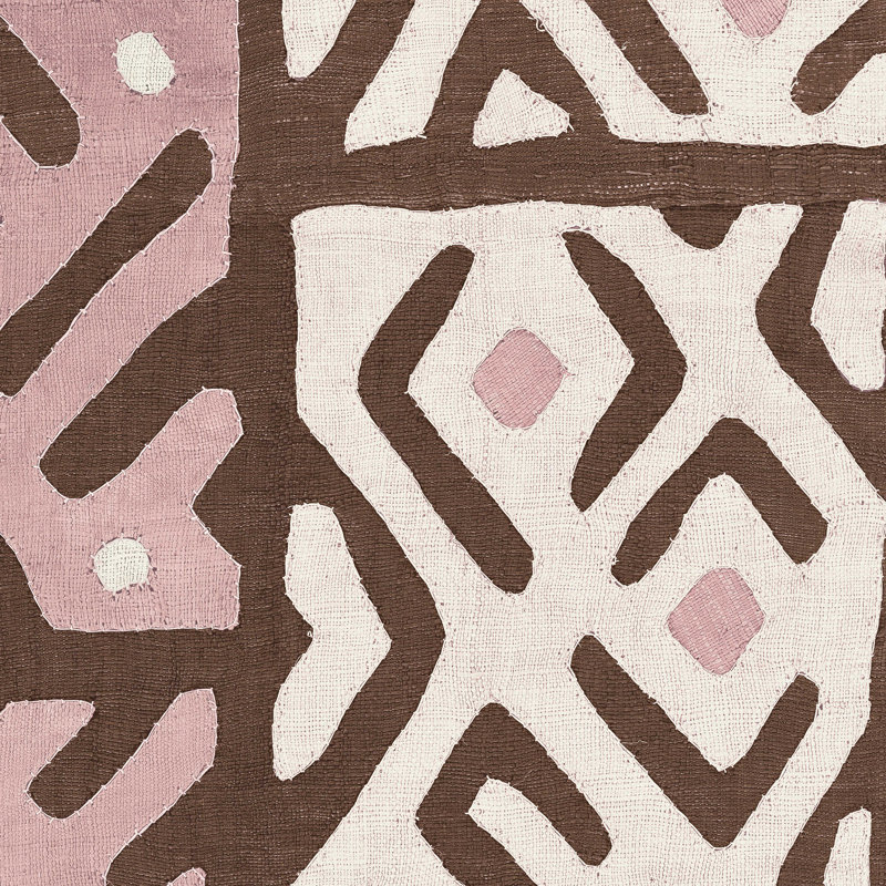 Tissu Kuba I Sq I rose et blanc, H 12 po x l 12 po