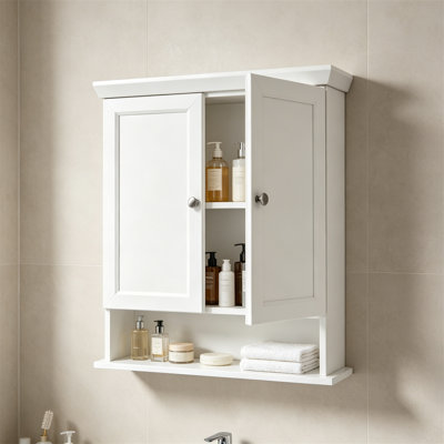Modern Wall Mounted Medicine Cabinet, White – Over Toilet Bathroom Storage with Shelves