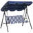 3-Seat Outdoor Patio Swing Chair With Removable Cushion, Steel Frame Stand And Adjustable Tilt Canopy For Patio, Garden, Poolside, Balcony, Backyard, Dark Blue, Chair-99981308