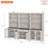 Scarlett Sideboard Cabinet With Bar Hutch, Farmhouse Sideboard Credenza With 4 Glass Doors For Dining Room,  Large Storage Cabinet With Wood Doors And 5 Tier Shelve, Rustic White-1310031447