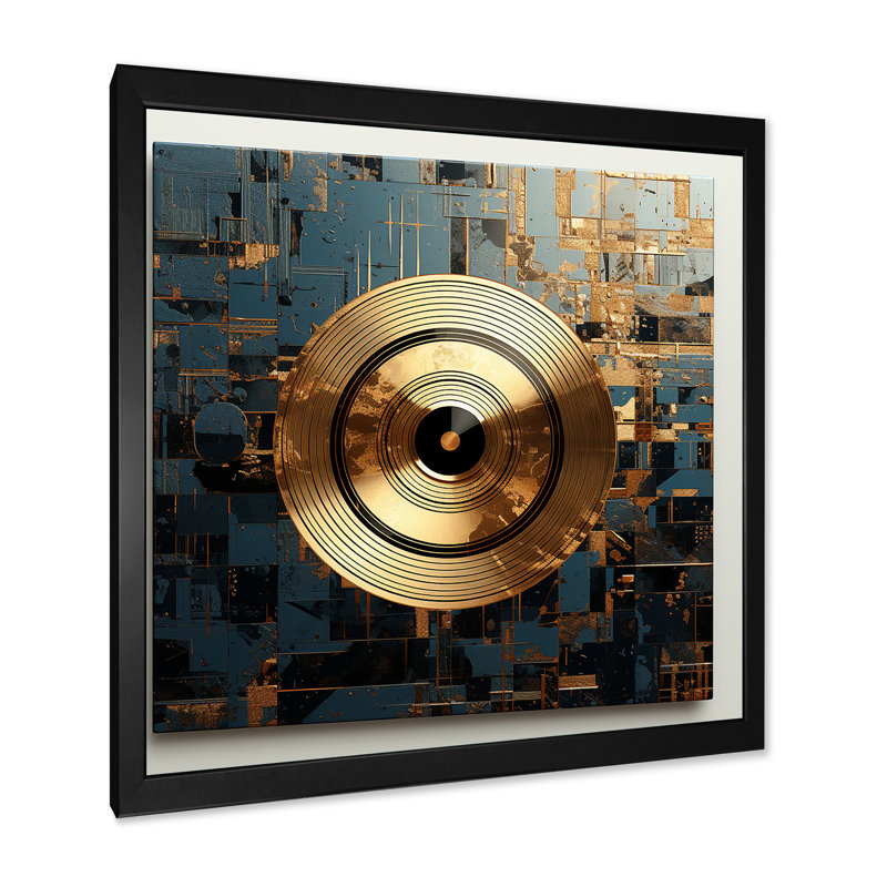 Or et gris, vinyle, disque Melody I - Vinyle, reproduction d'art sur toile encadrée, H 16 po x l 16 po x P 1 po