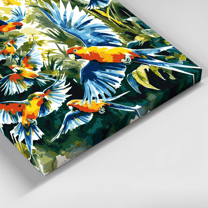«Birds Rainbow Lorikeet», art mural sur toile bleue, H 16 po x l 16 po