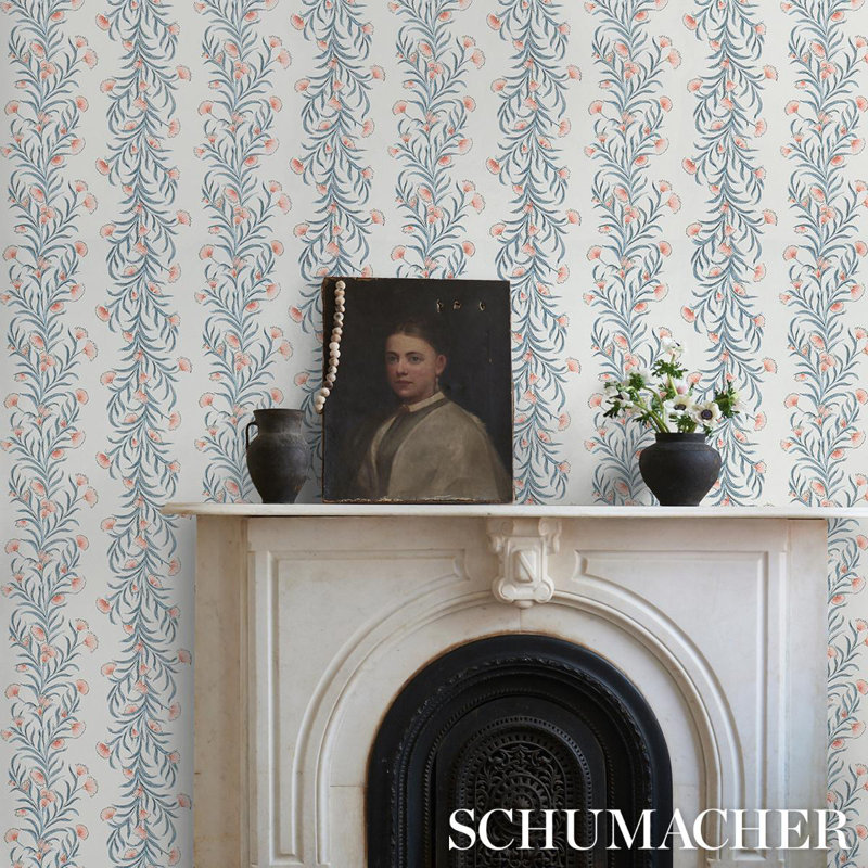 Schumacher x Celerie Kemble Tasmanian Mimosa Wallpaper, Pink/Gray
