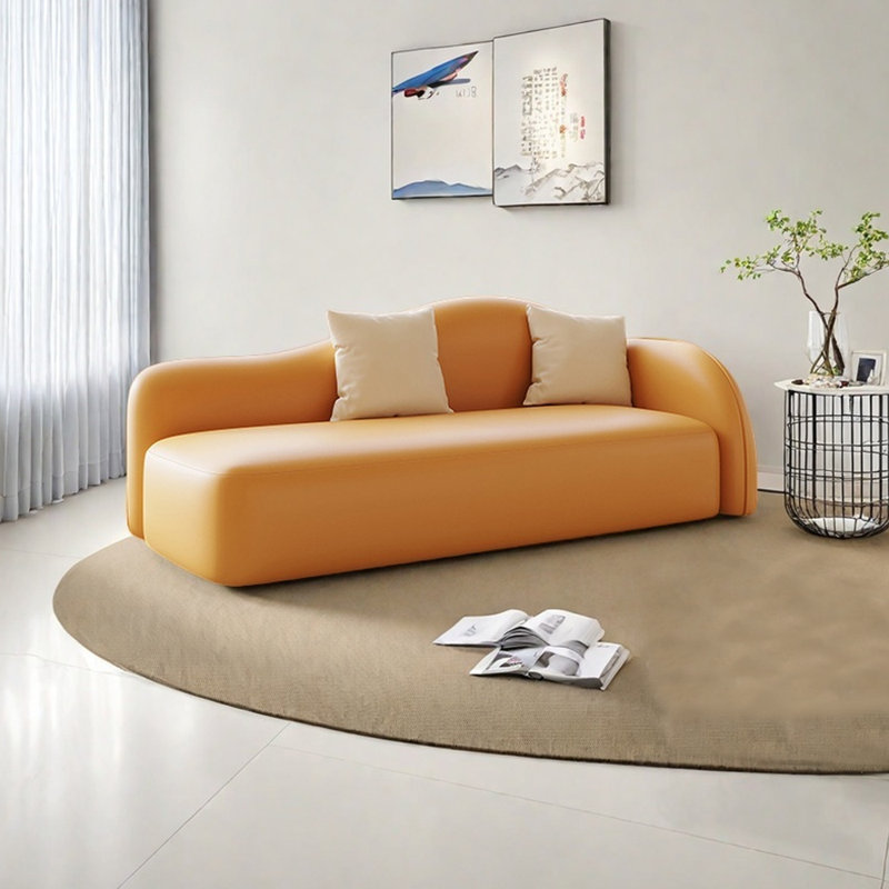 Fauteuil inclinable ergonomique en similicuir massif, Orange, Orienté à droite