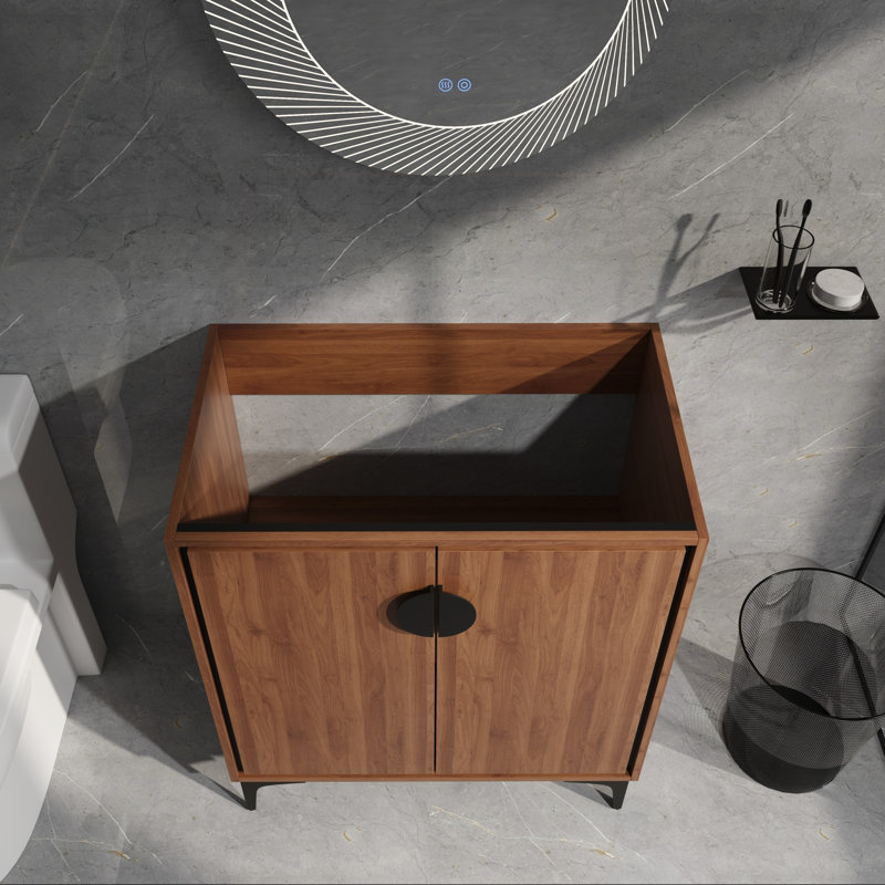 Base de meuble-lavabo autoportant 30 po avec lavabo intégré et portes à fermeture en douceur