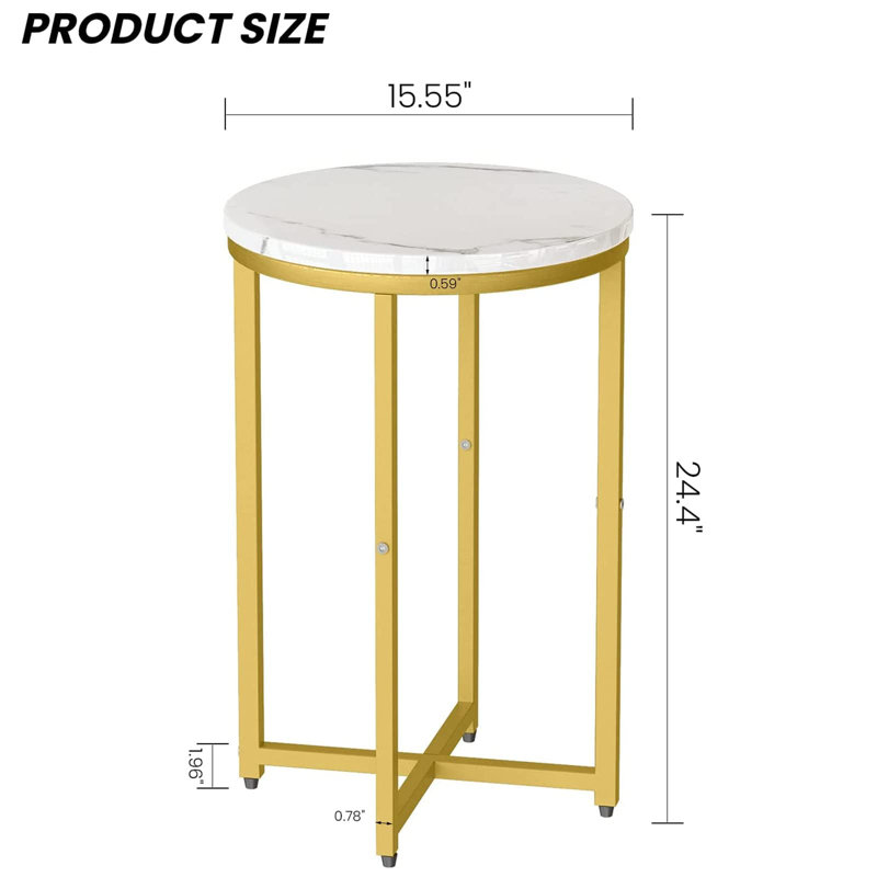 Faux Marble Side Table Set Of 2, Gold