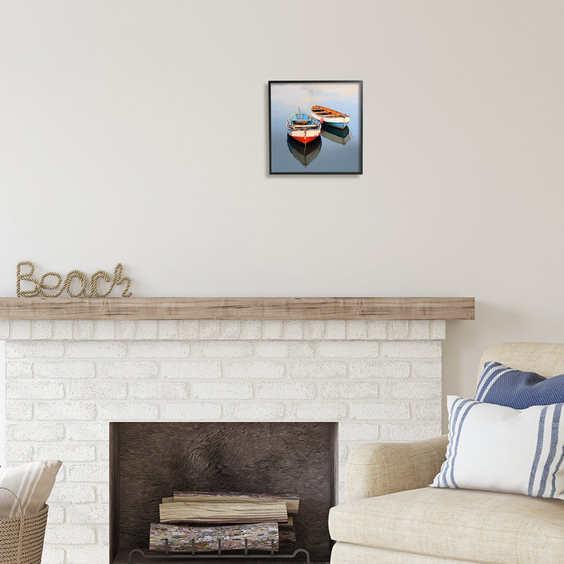 Ba-051, reproduction encadrée de deux canots sur un lac par Irena Orlov, H 12 po x l 12 po x P 1,5 po