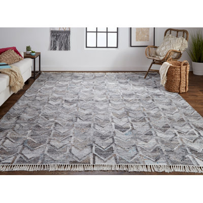Tapis gris noué à la main Ana