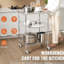 3 chariots à roulettes, 470 lb, 24 po x 20 po x 36,6 po, 6 crochets, surface en acier inoxydable, tablettes réglables en hauteur, utilitaire silencieux de 3 po avec plateau de table,