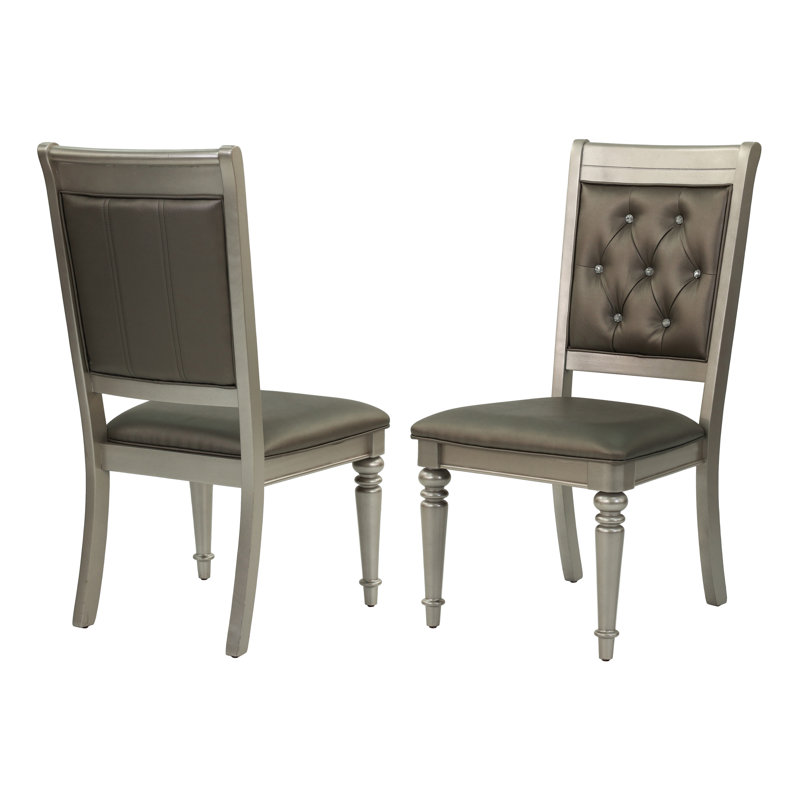 Lesile Faux Leather Dining Chair with Button Tufted Back