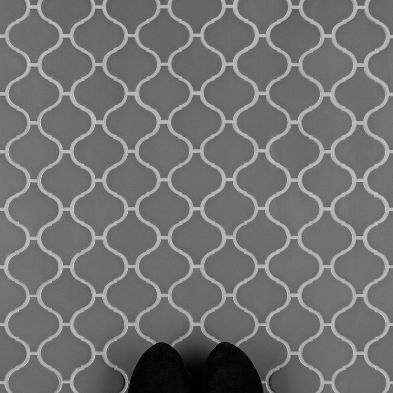 Metro Lantern 9-1/2 " x 10-3/4 " Porcelain Mosaic Floor and Wall Tile, Dark Gray Matte