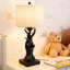 Lampe de table en bois avec abat-jour en lin et ampoule à DEL intégrée pour le salon, la chambre à coucher et l'éclairage de bureau