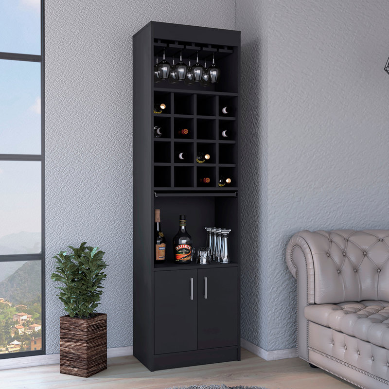 Armoire de bar Being Kava, double porte, deux tablettes, seize porte-bouteilles encastrés