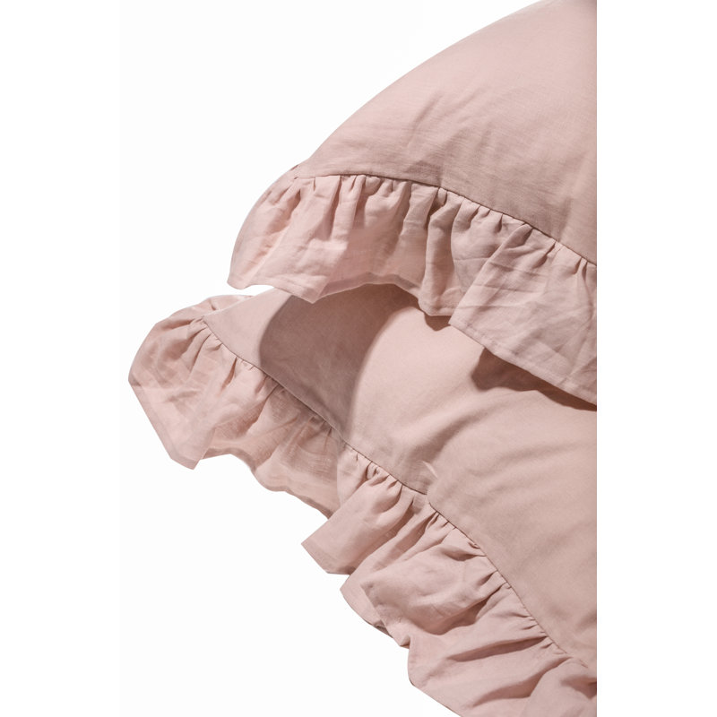  Stone Washed Linen Euro Shams, 26"x26", Blush