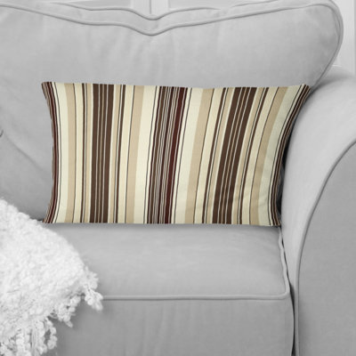 Brown White Pinstripe I - Modern Lumbar Pillow