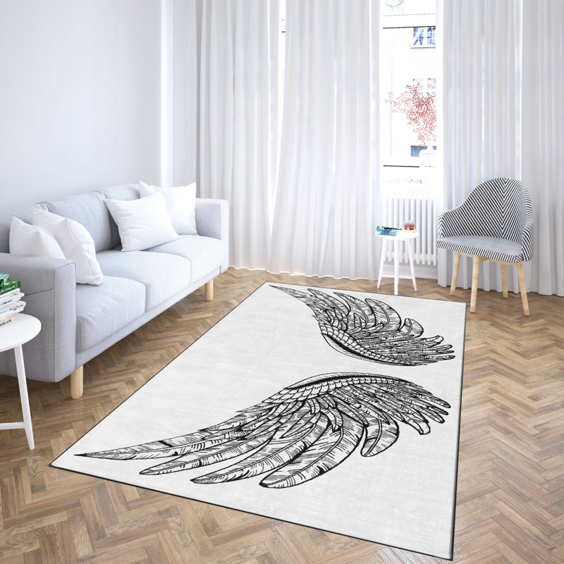 Non-Slip Area Rug, 100% Polyester, 47.2 x 70.9 inches | Raschel Knitting, Pile Height: 0.4 inches | Woven Carpet with Felt Dot Underside, Machine Washable | Stylish Digital Print Design for Home Decor