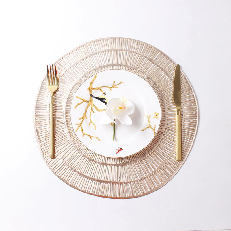 No Pattern Round Placemat, Gold