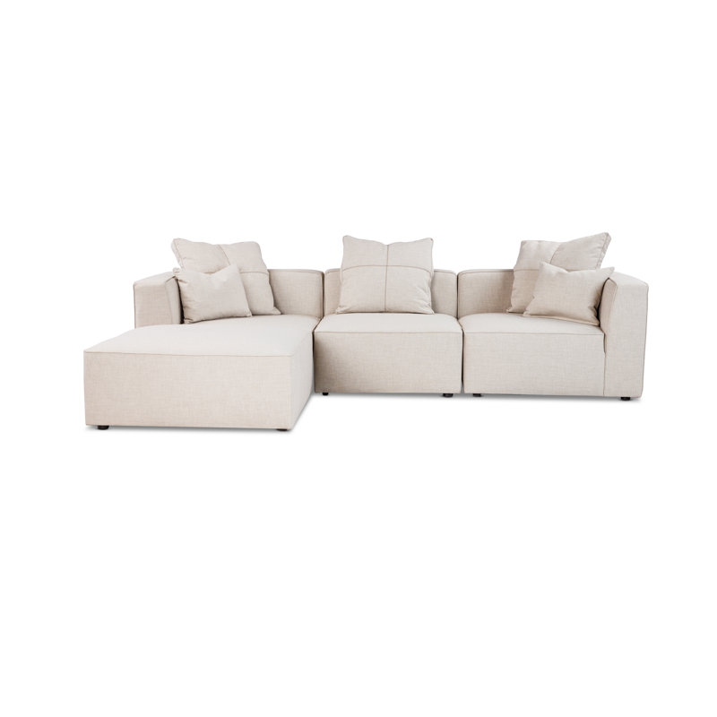 Canapé et chaise longue modulaire réversible Del 117 "Del, Velours Bella Lagoon Performance