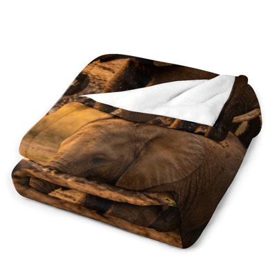 Jeté en flanelle Elephant Mud Sunset Luxury