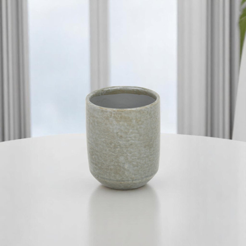 Pot à fleurs rond en céramique grise 20 oz
