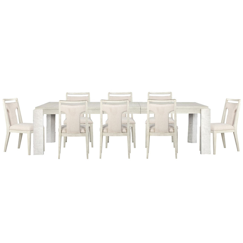 Rigsby Extendable Rectangular Dining Table With 8 Side Chairs, 9 Pcs: Table, 8 Chairs