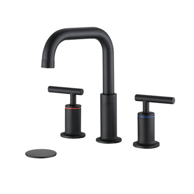 8-Inch Widespread Bathroom Sink Faucet with Pop-Up Drain in Matte Black
