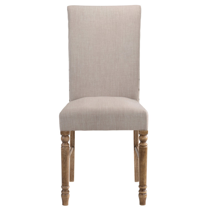 Cream + Brown Linen Chairs , Of 2 For Hallway Contemporary Solid Back In With Side Trim
