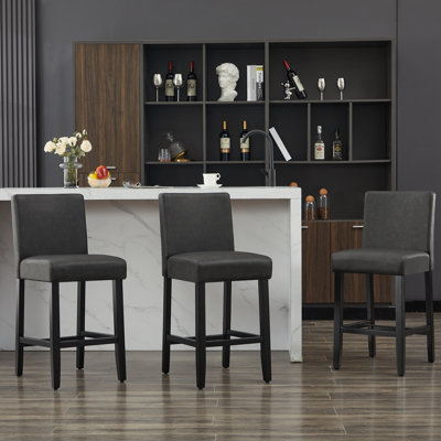Upholstered Bar & Counter Stool With Solid Wood Frame