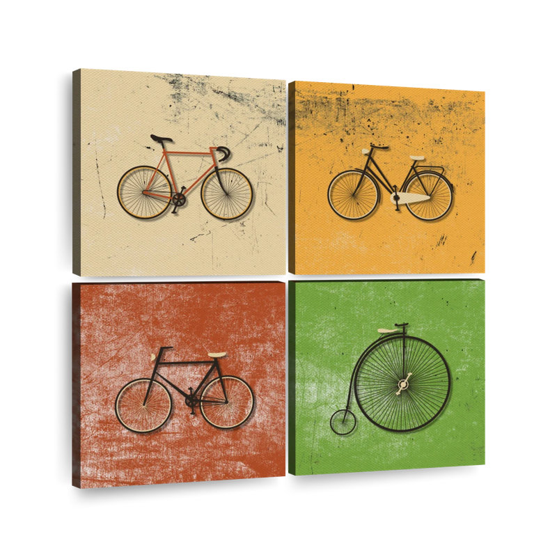 " Bicycle Evolution " by Ivan S 4 - Pieces, 18" H x 18" W x 1" D