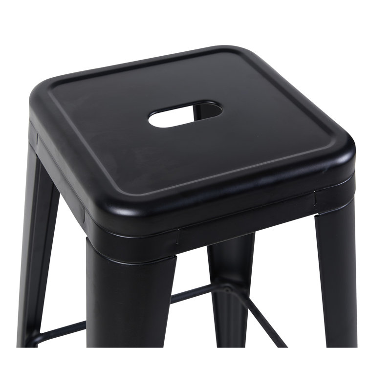 Tabourets de bar en métal sans dossier (lot de 2), hauteur de comptoir 61 cm, noir mat, indéformables, montage rapide, outil noir inclus pour la cuisine.
