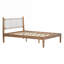 Pour la chambre à coucher, grand lit plateforme avec structure en bois massif naturel, similicuir blanc tissé, style bohémien moderne