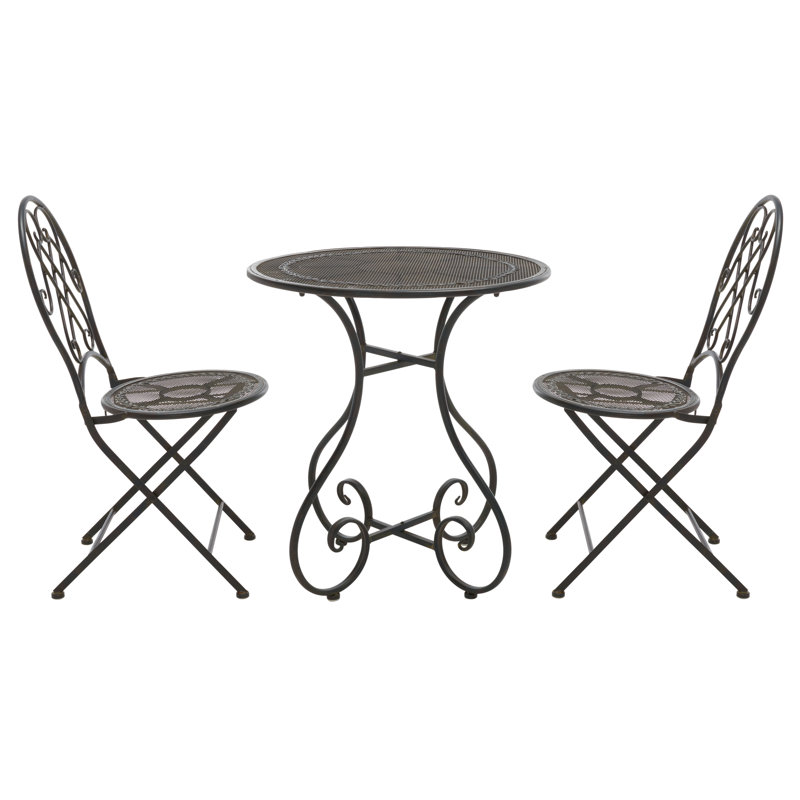 Craciuna 2 - Person Patio Dining Set with Round Table, Antique Black