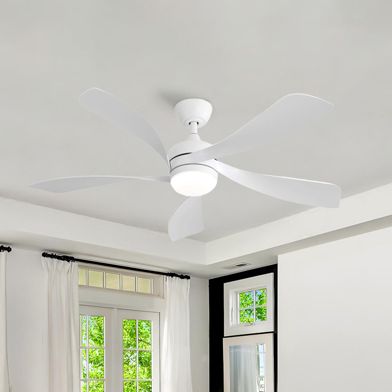 Whisper Bloom 52 In. 1-Light ABS White LED Mobulidae Light With Bathroom